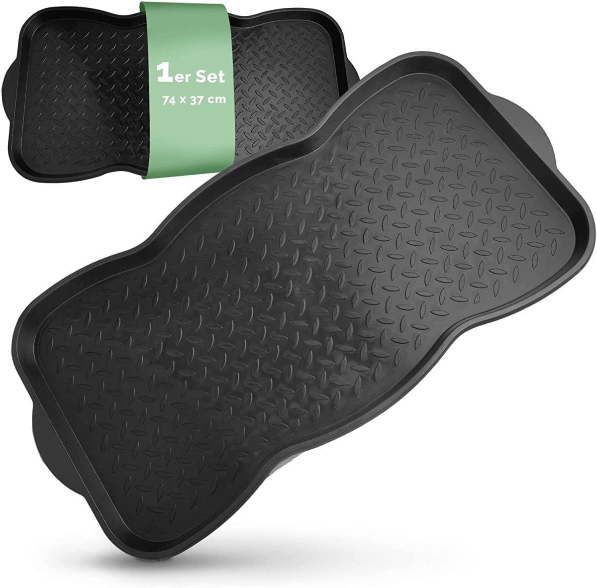 Im Maxi-Set enthalten: große schwarze Schuhabtropfschale, 74 × 37 cm, für bis zu 3 Paar Schuhe.