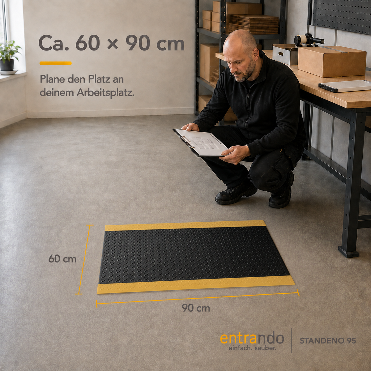 STANDENO 95 Antiermüdungsmatte für Stehschreibtisch &amp; Arbeitsplatz